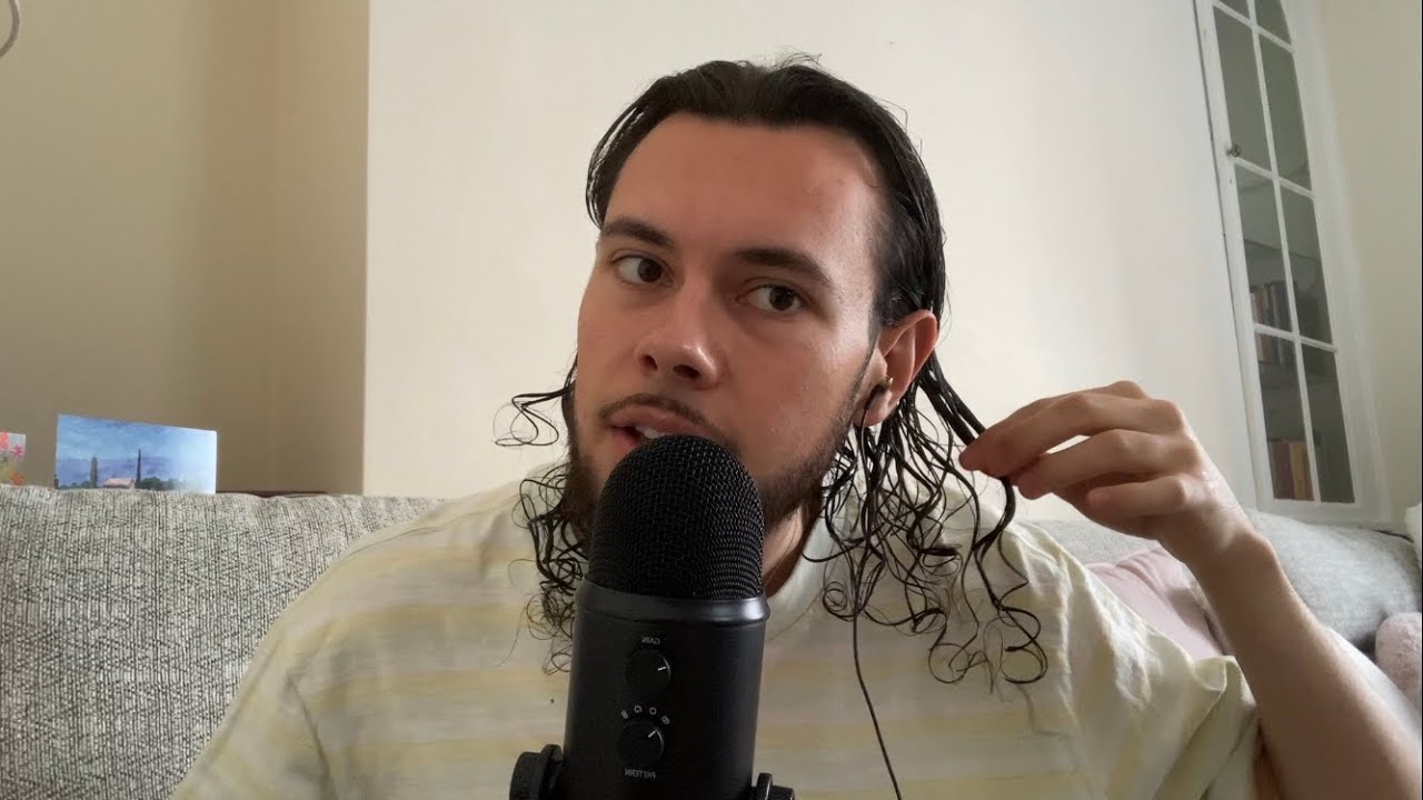 ASMR | Men’s curly hair and beard care routine (cozy and whispered)