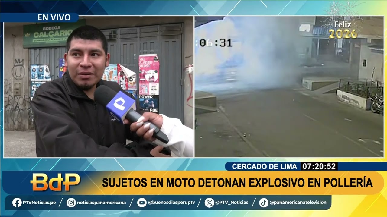 Sujetos en moto detonan artefacto explosivo en puerta de pollería en el Cercado de Lima