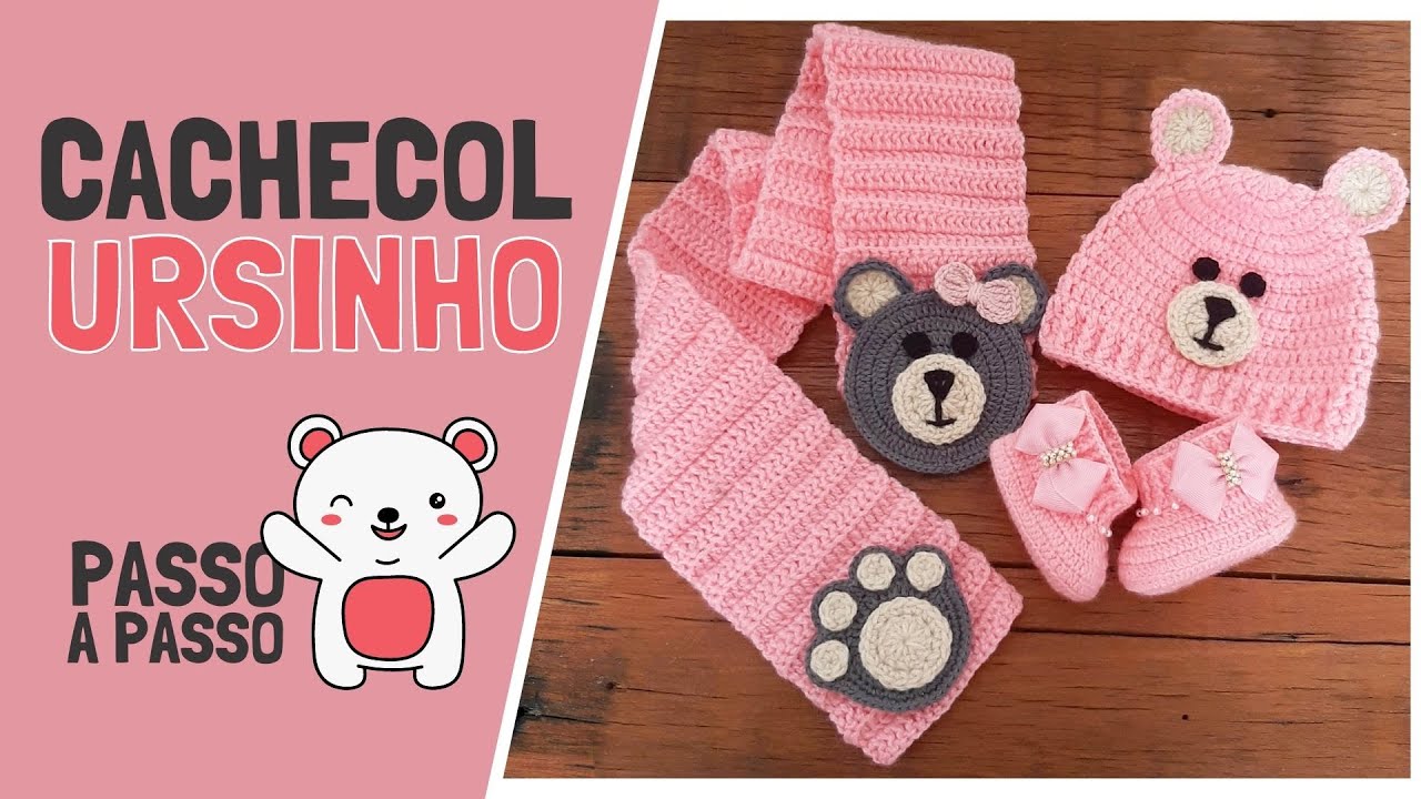CACHECOL URSINHO EM CROCHÊ PARA BEBÊ FÁCIL PASSO A PASSO