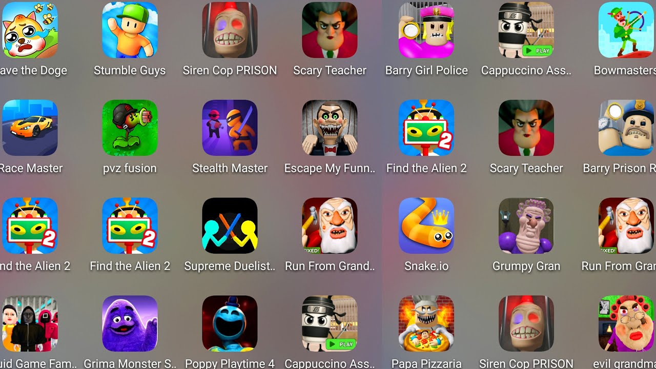 Grimace Monster Scary Survival,Tom Friends,Roblox,Poppy Playtime4,Stumble Guys,Help Me Tricky Puzzle