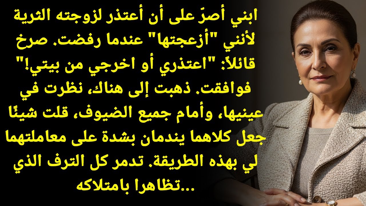 ابني أجبرني أعتذر لمرته الغنيّة… بس كلماتي دمّرت كل رفاهيتهم!