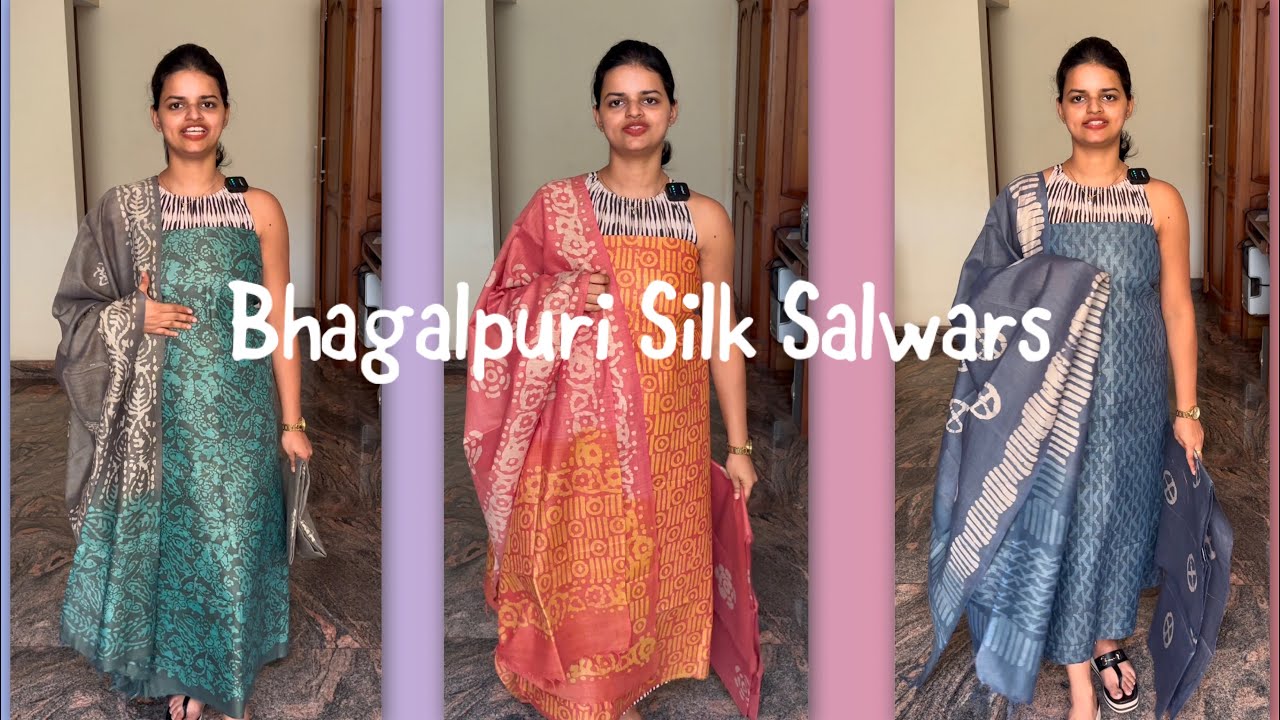 EPI 461|BHAGALPURI SILK SALWARS|BATIK PRINTS #trending #tussarsilk #bhagalpurisilk  @Curated Vault