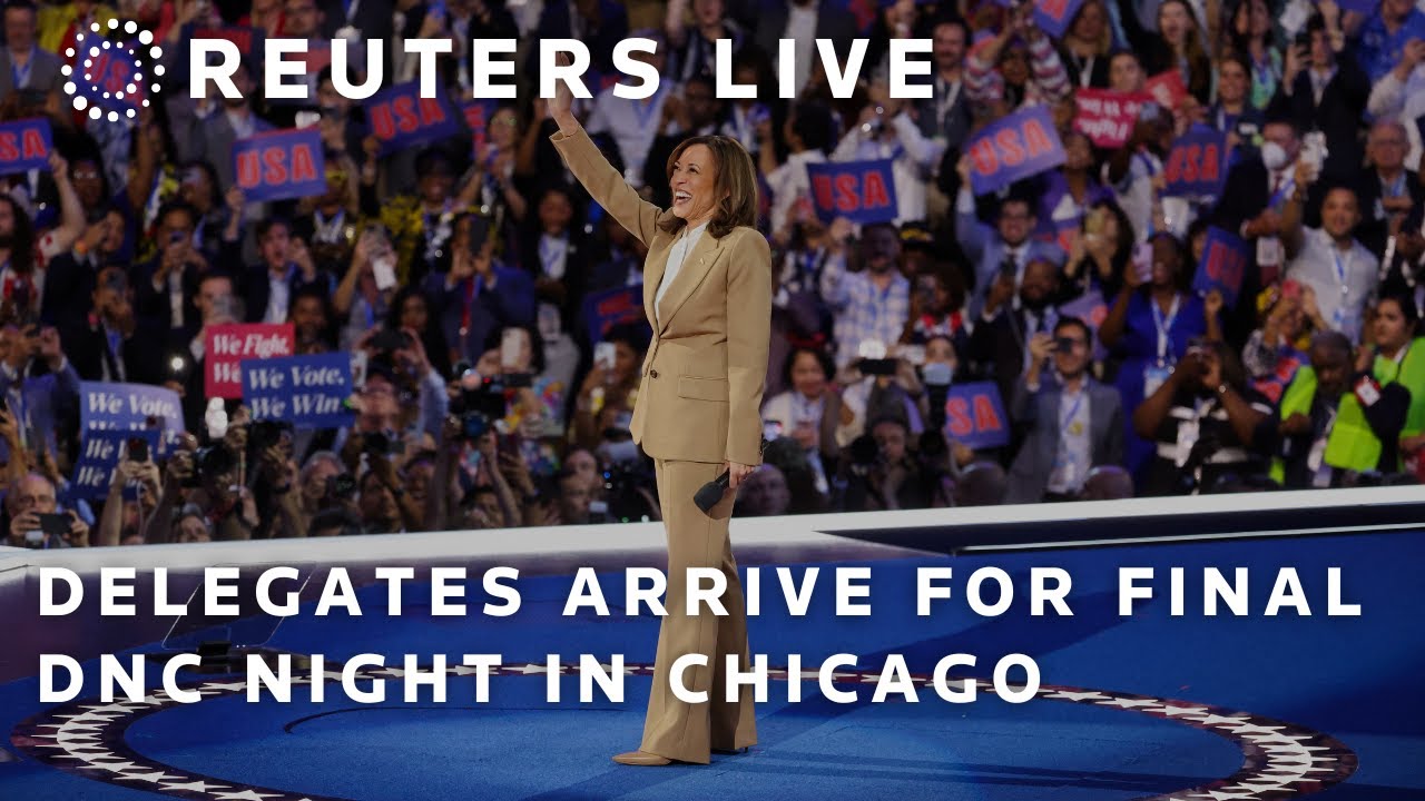 LIVE: Delegates arrive for final DNC night at the United Center in Chicago