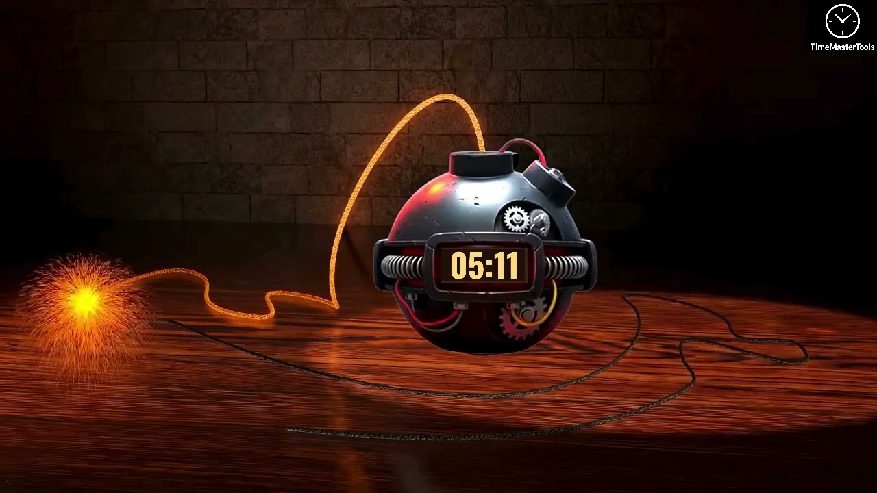 15-Minute Bomb Countdown Timer 💣🔥 | Start Alert + Fuse Burning + Background Sound + End Blast