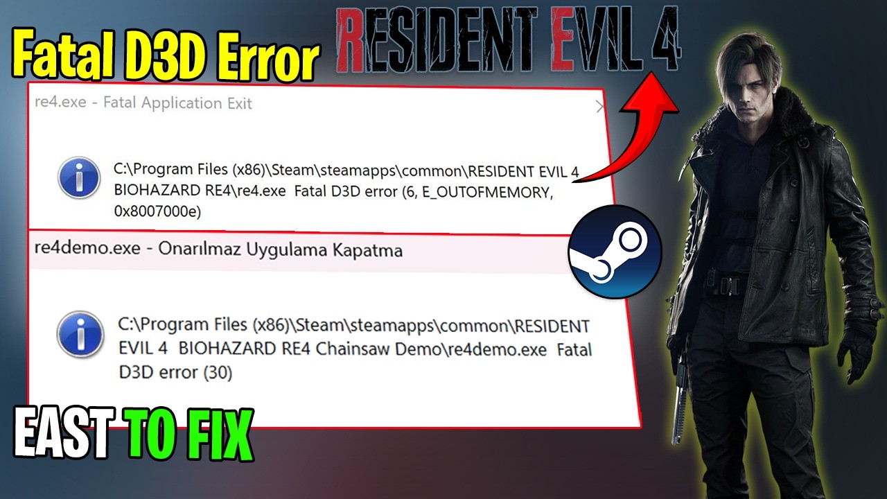 Fix Resident Evil 4 Fatal Application Exit: Fatal D3D Error 0x8007000e | Crashes