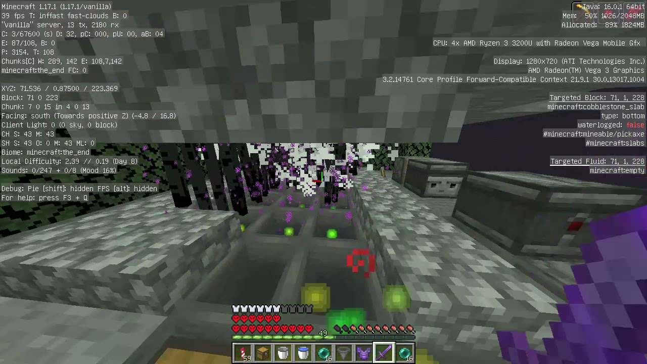 showcasing  the enderman farm in minecraft
