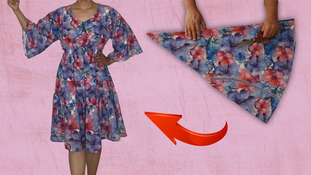 How to Sew a Beautiful Floral Dress! Easy Cutting and Stitching Tutorial ✂️
