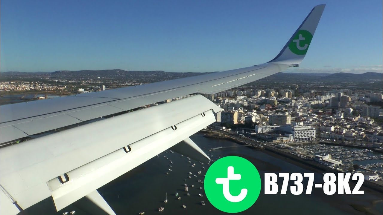 Scenic morning approach into Faro | Transavia Boeing B737-8K2