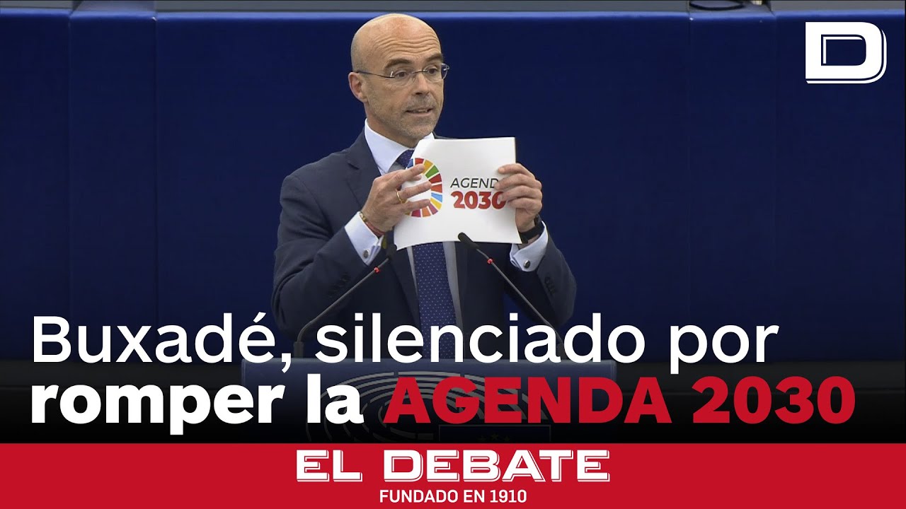 Le cortan el micro a Jorge Buxadé en el Parlamento Europeo por romper el logo de la Agenda 2030
