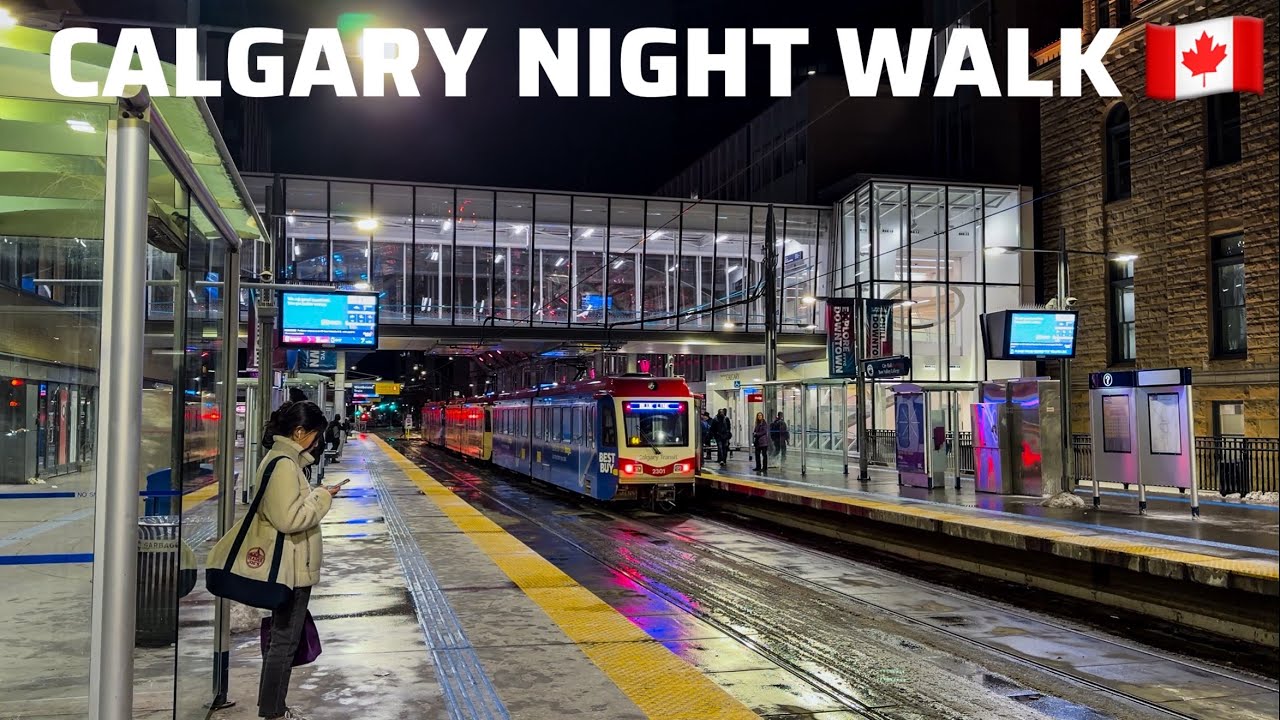 Calgary Looks Unreal at Night ❄️ Chill Downtown Night Walk | 4K Ultra HD