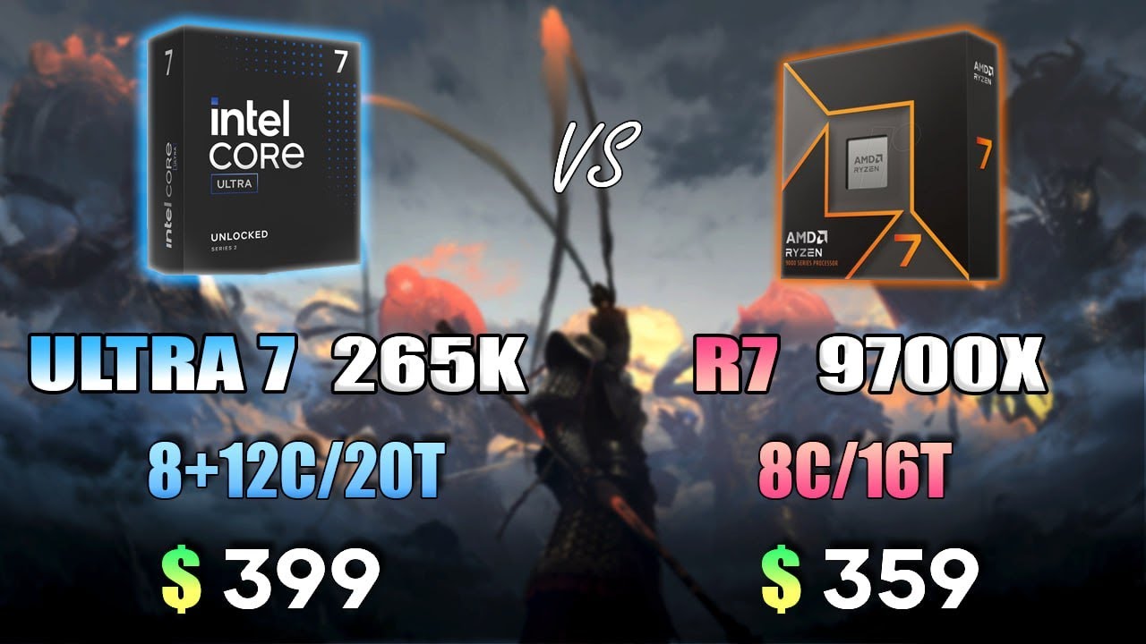 Intel Core 7 Ultra 265K vs Ryzen 7 9700X | Test in 8 Games 1080p Ultra