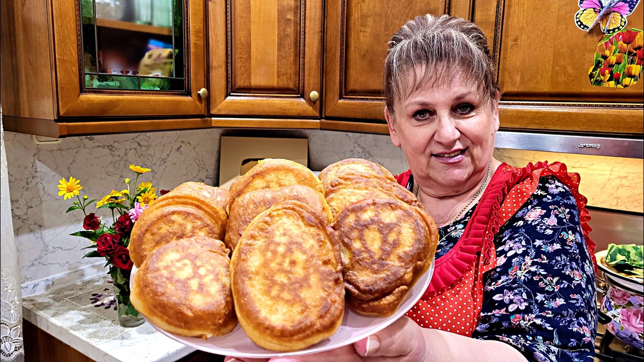 Пышные как Пух! Вкусные оладушки  на ЗАВТРАК!. Вдвойне вкуснее с начинкой.Мама научила!