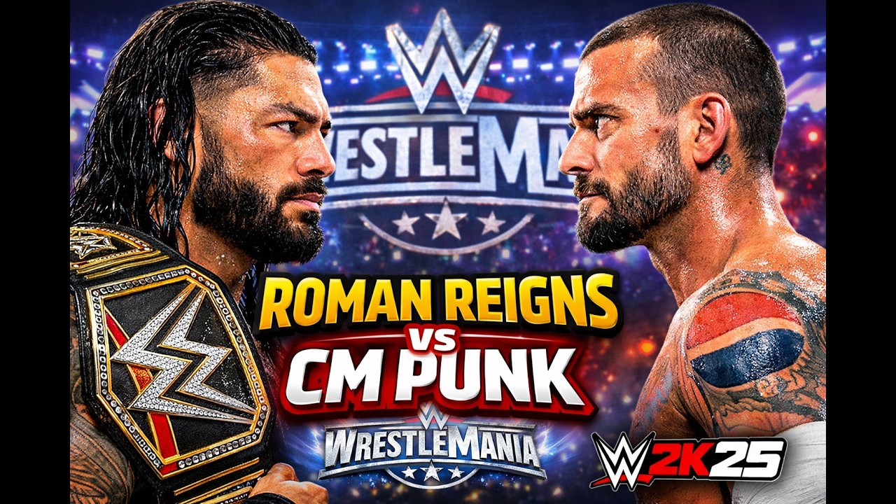 Roman Reigns vs CM Punk – WrestleMania Dream Match | WWE 2K25 Gameplay