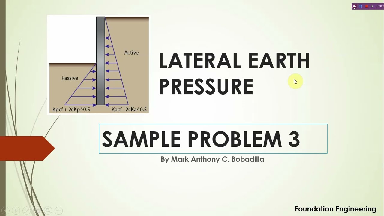 SAMPLE PROBLEM 3 | LATERAL EARTH PRESSURE USING RANKINE'S THEORY (by Marga Antoinette)