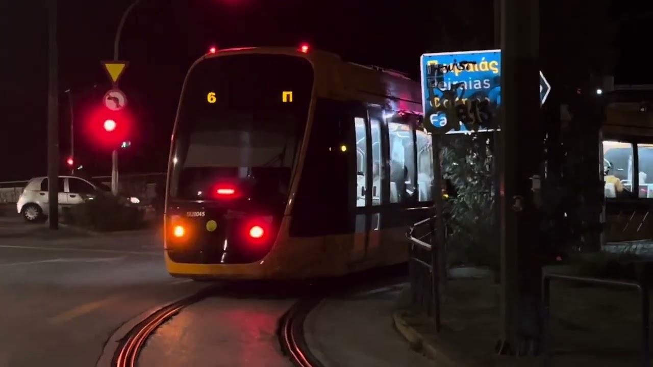 Evening-Night  Tram Traffic at Athens Zappeion - w. Bell Action | AthensTrammer