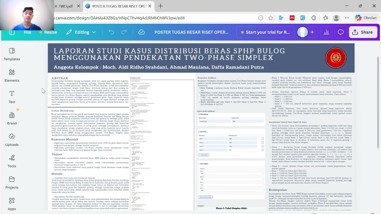 STUDI KASUS DISTRIBUSI BERAS SPHP BULOG MENGGUNAKAN PENDEKATAN TWO-PHASE SIMPLEX