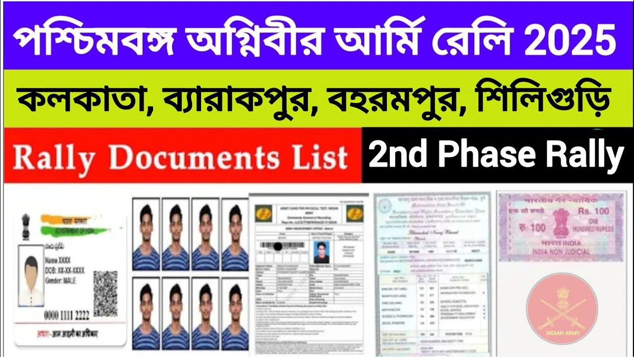Agniveer Army document List 2025 | 2nd Phase Rally document | Barrackpore army rally 2025