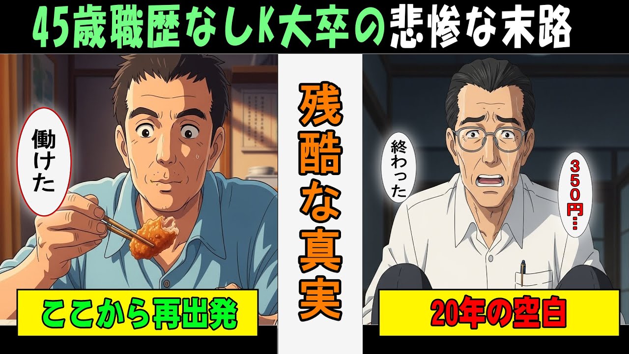 【漫画】45歳職歴なしがハローワークに行くとどうなるのか？「プライドは捨てろ」…K大卒が施設警備員になる現実…