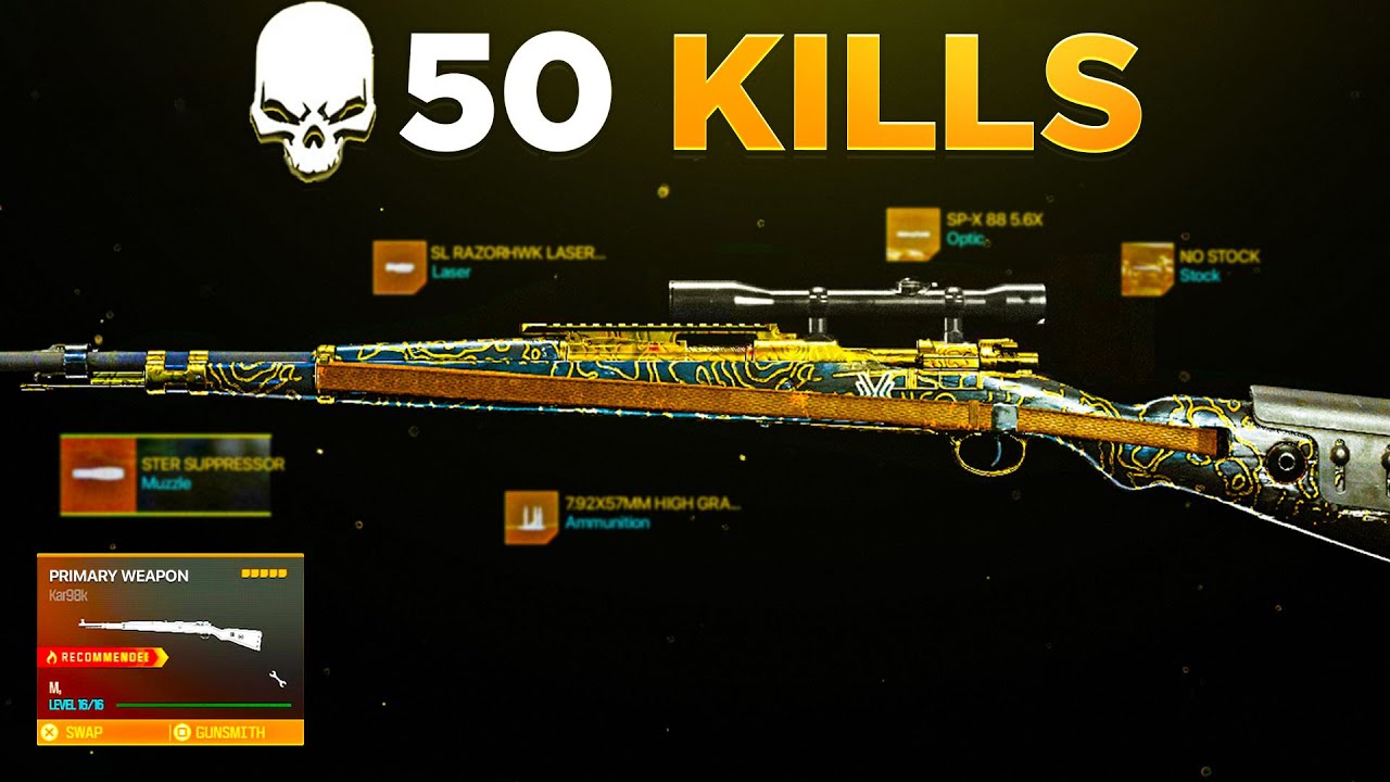 145 KILLS w/ *ONE SHOT* KAR98 LOADOUT on Rebirth Island! (Best KAR98k Class Setup)