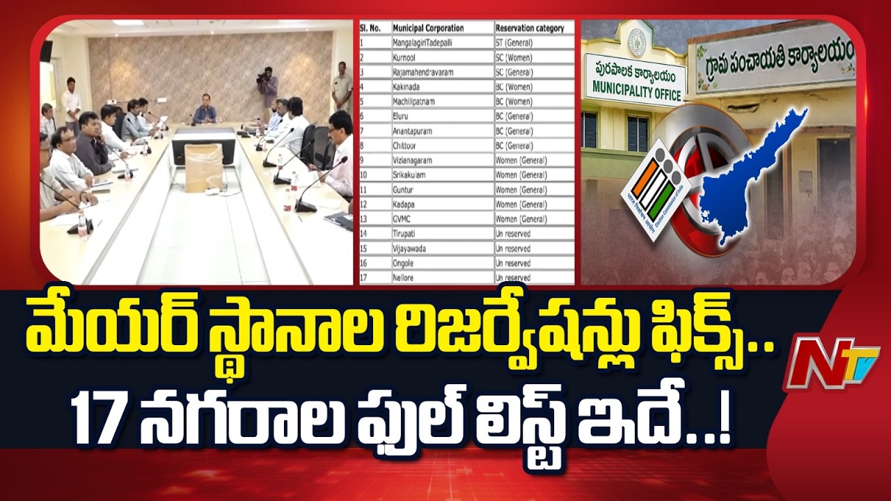 AP Mayor Reservations for 17 Municipal Corporations Finalised Ahead of Civic Polls | NTV Telugu