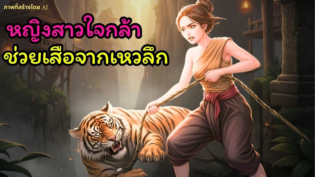 [ นิทานพื้นบ้าน ]หญิงสาวช่วยชีวิตเสือที่พลัดตกผา ด้วยเชือกเส้นเดียว ก่อเกิดตำนานรักคนกับเสือ