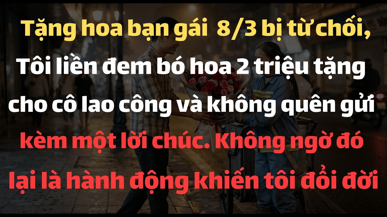 Tặng Hoa Bạn Gái Ngày 8-3 Bị Từ Chối, Tôi Liền Đem Bó Hoa 2 Triệu Tặng Cho Cô Lao Công Và Không Quên