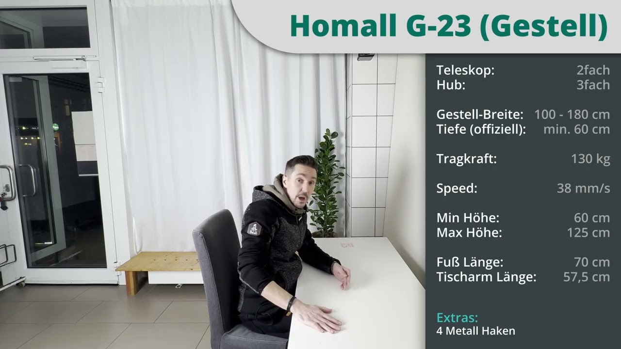 Test - Höhenverstellbarer Tisch Homall G-23: Höhe, Tempo & Stabilität