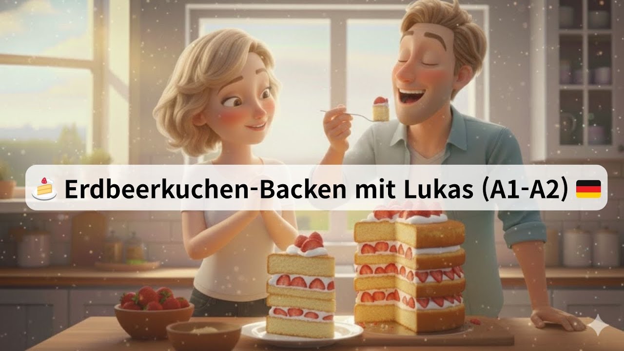 🍰 Erdbeerkuchen Backen mit Lukas A1-A2 | Немецкая история со 100 предложениями