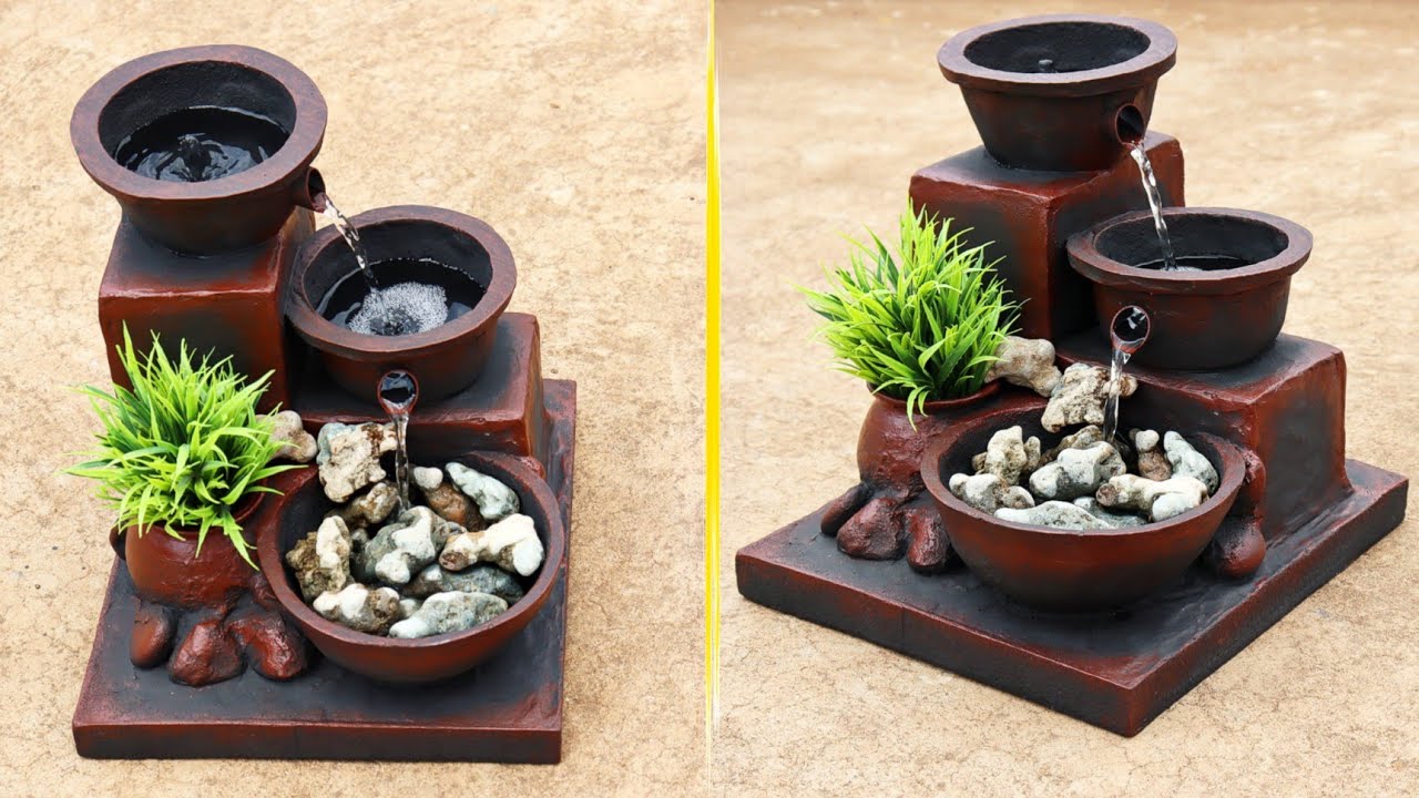 This is the Best Cement Tabletop Water Fountain So Far | How to Make Indoor Best Waterfall Fountains