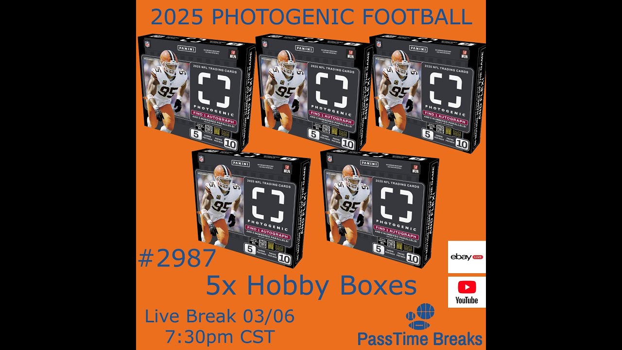 03/06 - 2025 PANINI PHOTOGENIC FOOTBALL - 5x Hobby Box - PYT #2987 LIVE BREAK