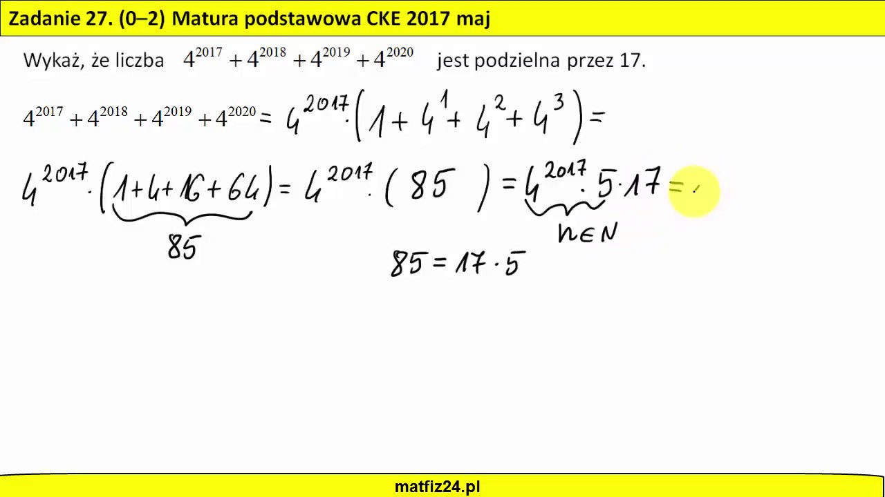 Wykaż, że suma potęg jest podzielna przez 17 | MATFIZ24.PL