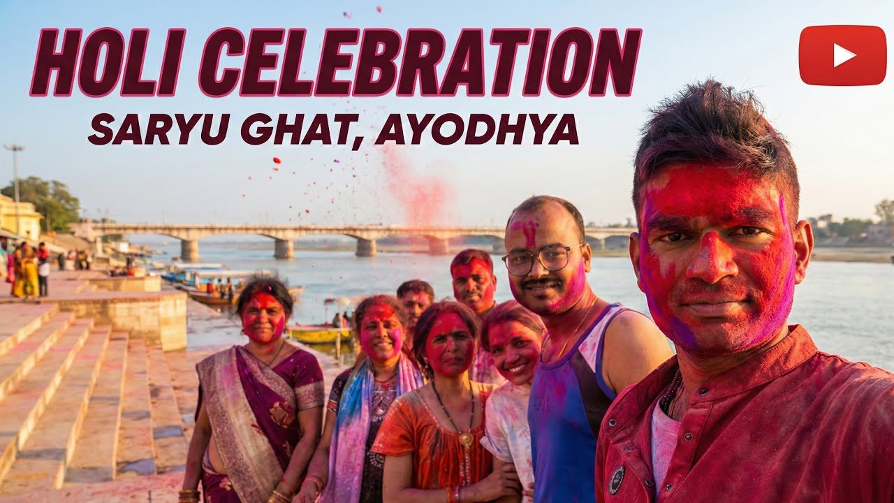 🚩Saryu Ghat, Ayodhya mein Dhamakedar Holi Celebration 2026🥳 / Abhishek Dubey #saryughat #holi 