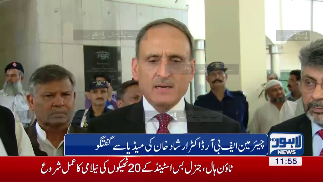 Chairman FBR Irshad Khan talks to media
