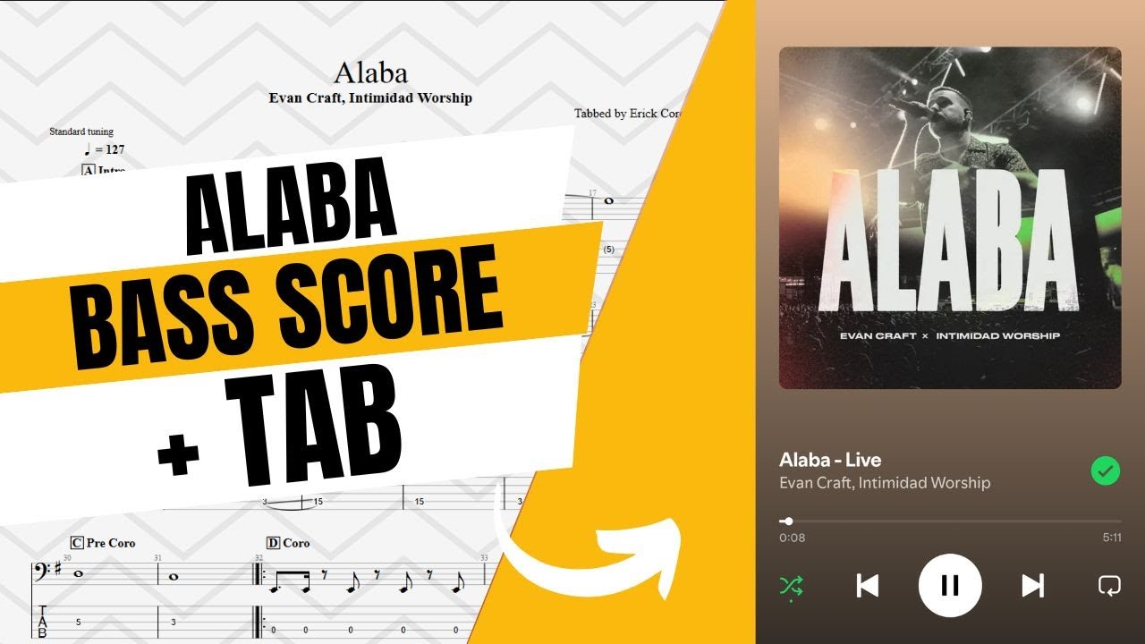 Alaba - Evan Craft, Intimidad Worship | Bass Score + Tab