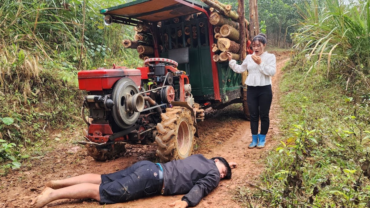 Agricultural vehicle unexpectedly encounters an unbelievable incident halfway through the journey.