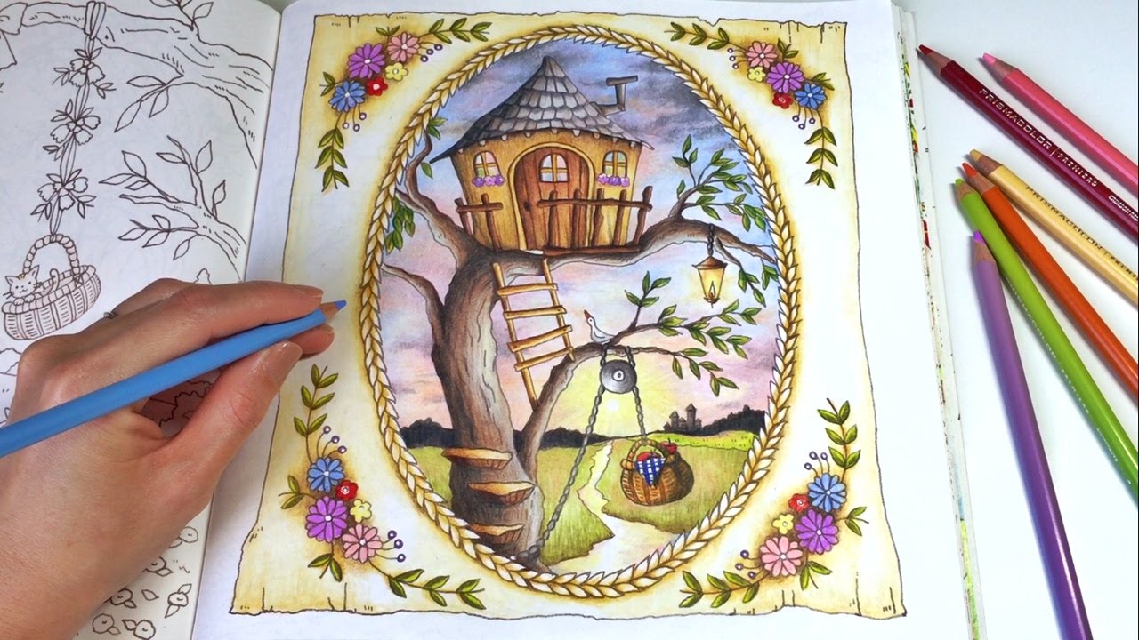 The Treehouse | ROMANTIC COUNTRY A Fantasy Coloring Book | Coloring With Colored Pencils