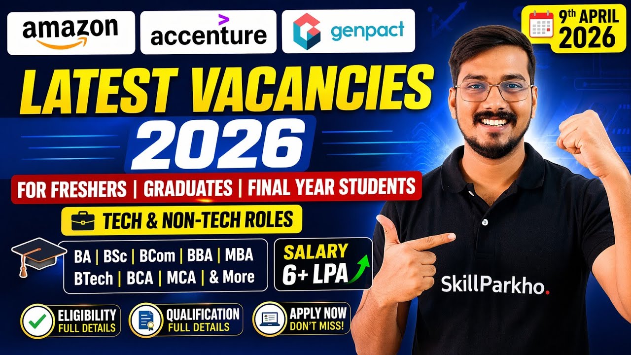 Amazon, Accenture, Genpact Hiring | 0&ndash;3 Years | Latest Jobs for Freshers 2026 | Apply Now