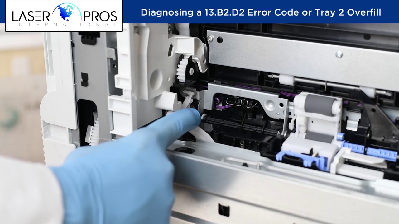 Diagnosing a 13.B2.D2 Error Code or Tray 2 Overfill
