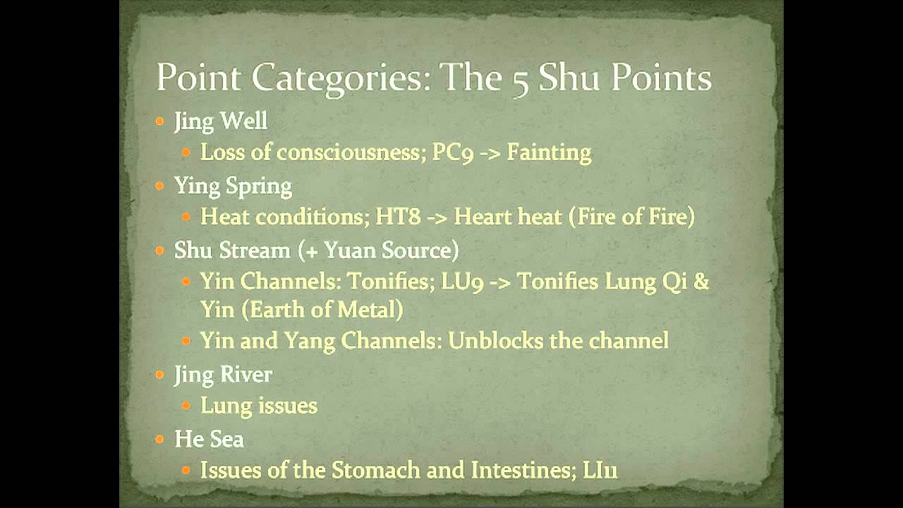 Acupuncture: The Shu Stream's and Yuan Source's Function