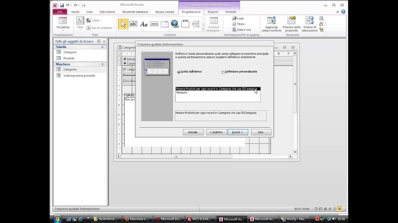 Maschera e sotto-maschera con Microsoft Access