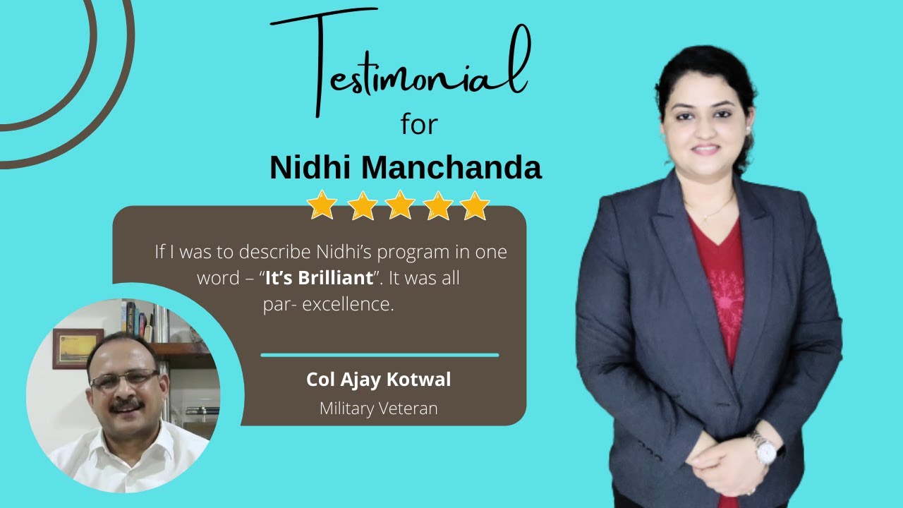 Testimonial for Nidhi Manchanda (Corporate Trainer) - By Military Veteran