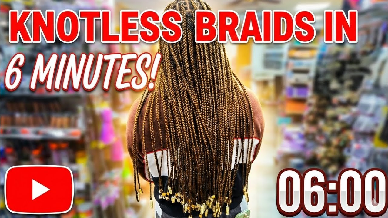 Knotless braids in 3 minutes (Full Process) #knotlessbraids 