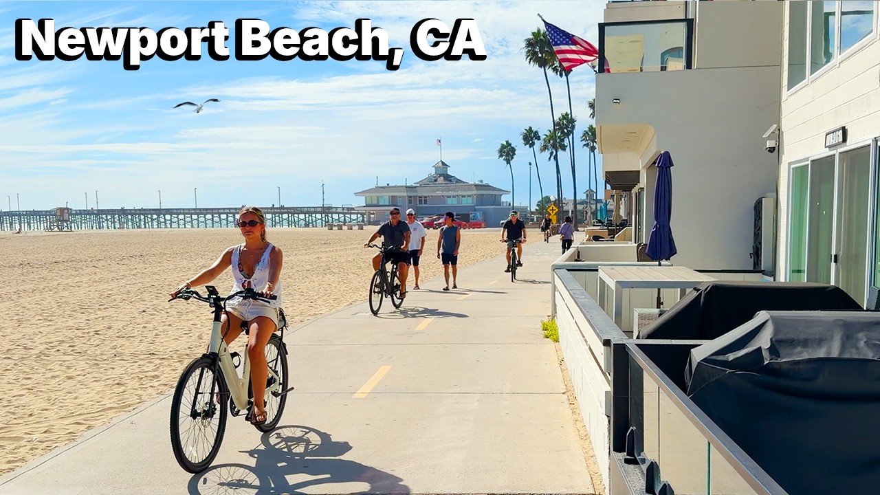 [4k] Newport Beach CA | Oceanfront Boardwalk & Newport Pier | Newport Harbor & Waterfront Homes
