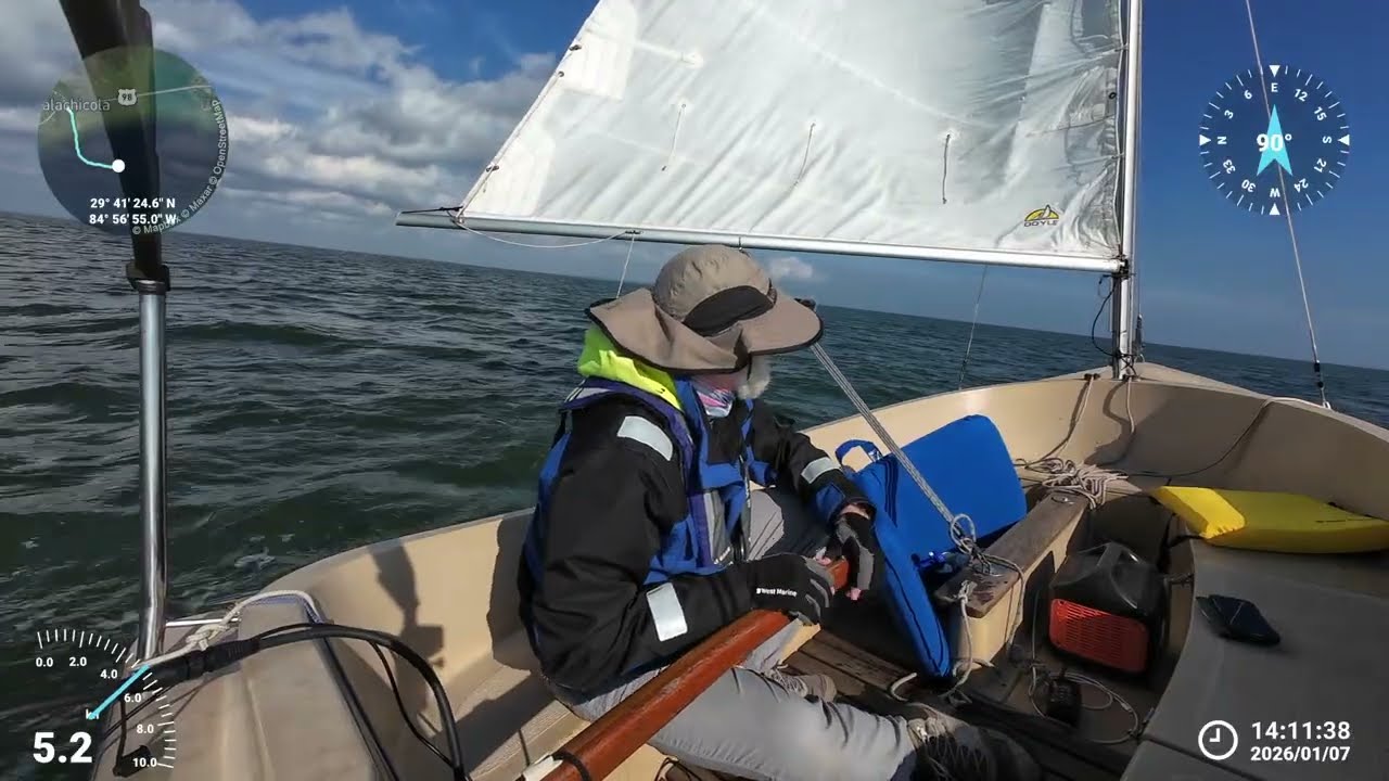 Heading East with SSW wind | Apalachicola Bay | Picnic Cat | Jan 7, 2026