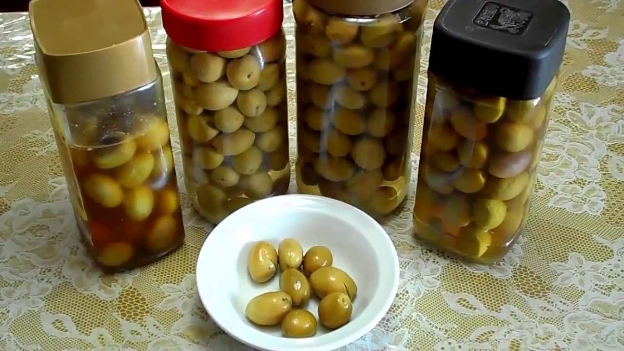 طريقة تخليل الزيتون الاخضر بدون ملح ولا مصبرات شاهد بعد وقبل التخليل - Façon Olive conserveAprès