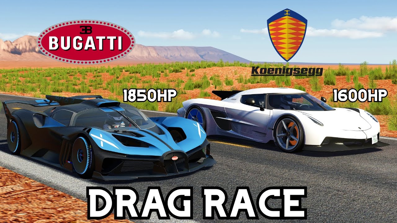 1600HP KOENIGSEGG ABSOLUT VS 1850HP BUGATTI BOLIDE DRAG RACE | Assetto Corsa