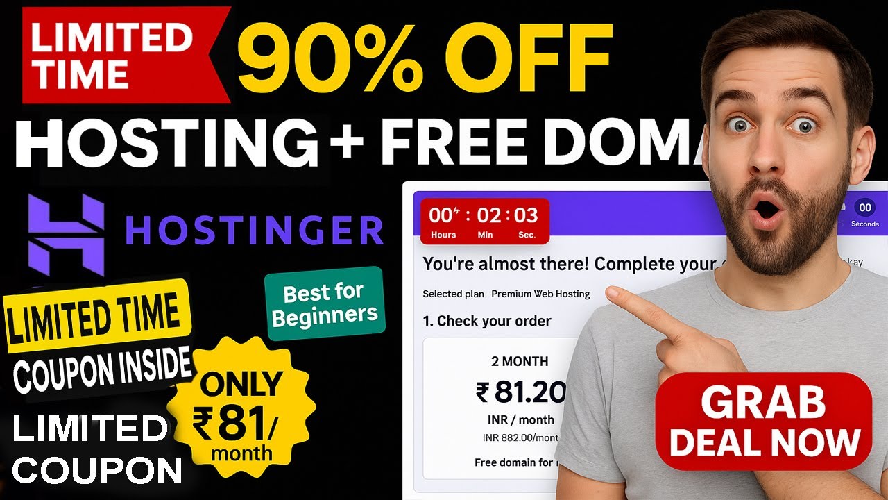 Hostinger Coupon Code 2026 | Best Web Hosting in India | Free Domain 100%, hostinger promo code AI