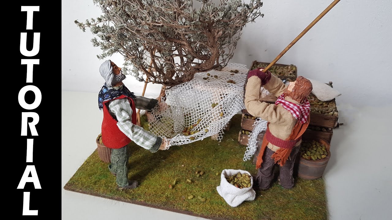💡 TUTORIAL: Contadino raccoglie le olive con la rete 🌳 - Statuina Presepe in movimento ⚙️2° parte