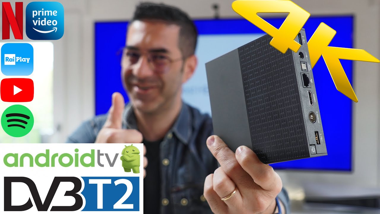 Decoder NUOVO Digitale Terrestre ANDROID TV SMART FINALMENTE UN SOLO TELECOMANDO DVB-T2 HEVC MAIN 10