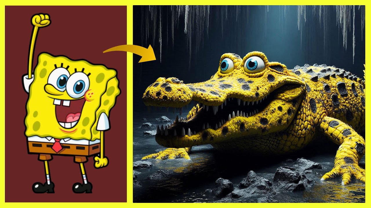 SpongeBob SquarePants as Alligator Monster 🐊😱 ALL Character 2025 🌟Transformation's